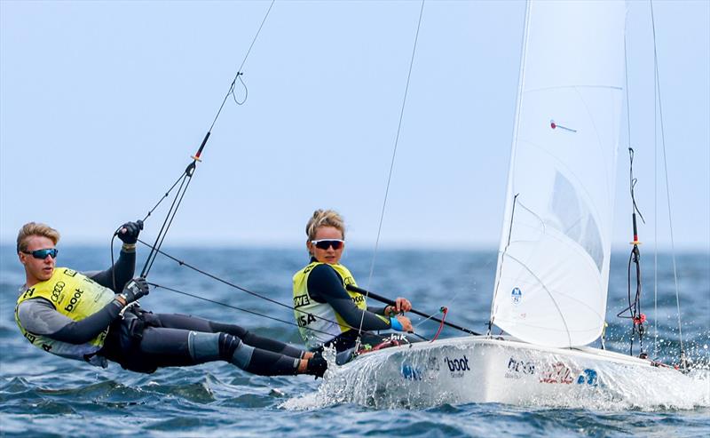 Germany's Laura Pukropski and Thorben Schlüter defended their overall lead on day 2 at Kiel Week 2024 photo copyright Christian Beeck taken at Kieler Yacht Club and featuring the 29er class