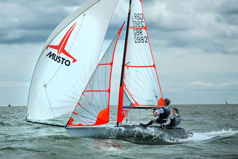 Blasting along in a 29er - Mersea Week 2024 photo copyright Chrissie Westgate taken at West Mersea Yacht Club and featuring the 29er class