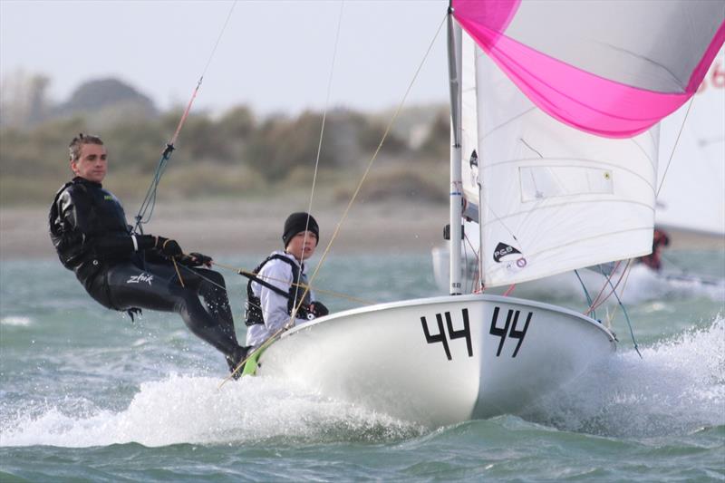 Imogen Wade and Teddy Dunn during the 420 GP7 at Itchenor photo copyright Jon Cawthorne taken at Itchenor Sailing Club and featuring the 420 class