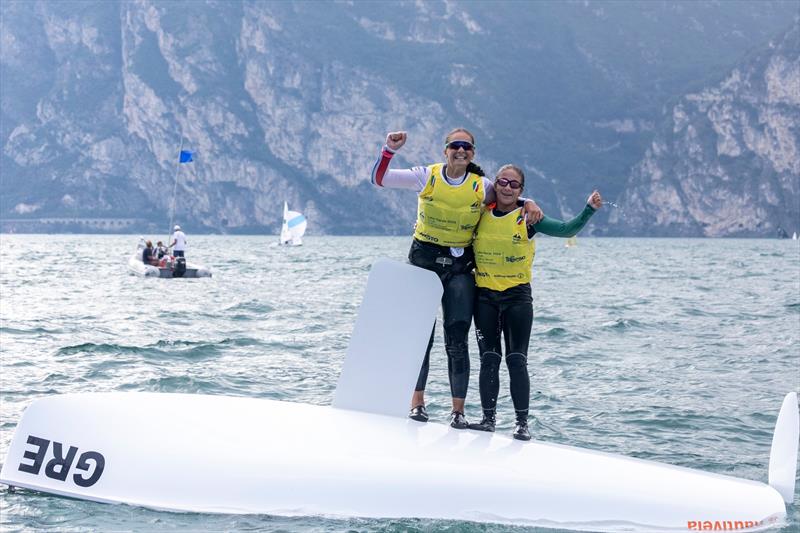 Gold for Danai Giannouli and Iakovina Kerkezou at the 2024 Youth Sailing World Championships photo copyright World Sailing taken at Vela Garda Trentino and featuring the 420 class