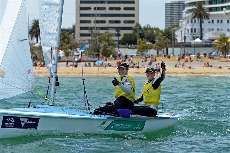 Carrie Smith & Jamie Ryantake gold on final day of ISAF Sailing World Cup Melbourne - photo © Sport the library / Jeff Crow