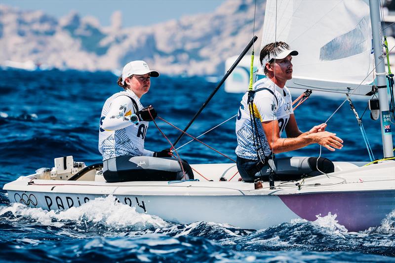 Nia Jerwood and Conor Nicholas - Paris 2024 Day 6 photo copyright Sailing Energy taken at  and featuring the 470 class