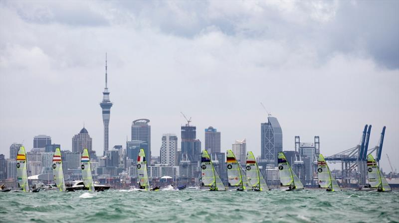 49er fleet - 2019 Hyundai 49er, 49erFX and Nacra 17 Worlds final day - photo © Pedro Martinez / Sailing Energy