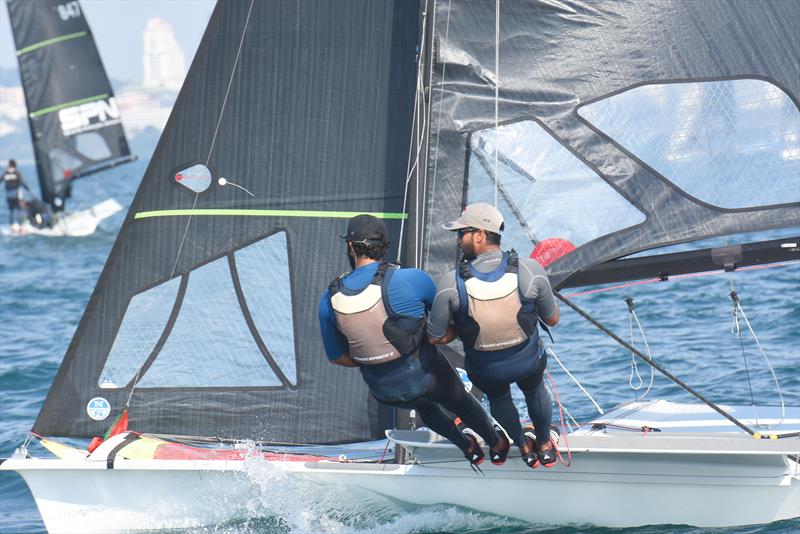 Asian Sailing Championships - Indian 49ers work the waves - photo © Saranya PIX