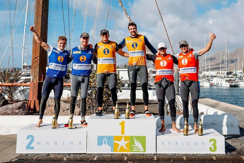 49er podium - Lanzarote International Regatta 2024 - photo © Sailing Energy / Lanzarote Sailing Center