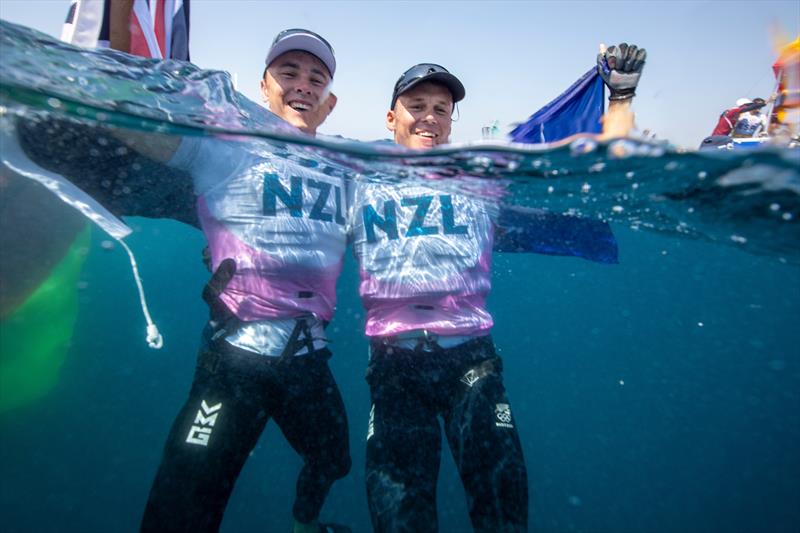 Isaac McHardie and Will McKenzie (NZL) - Silver Medalists - Mens Skiff - Paris2024 Olympic Sailing Event - Marseille - August 2, 2024 - photo © World Sailing / Lloyd Images