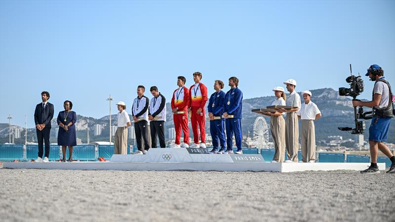  Medalists - Mens Skiff - Paris2024 Olympic Sailing Event - Marseille - August 2, 2024 photo copyright World Sailing / Lloyd Images taken at Royal Akarana Yacht Club and featuring the 49er class