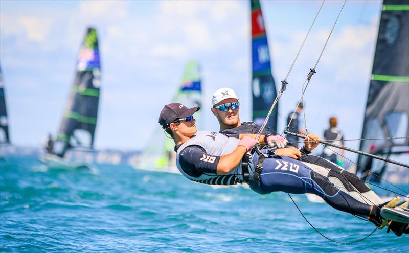 49er - Day 2 - Oceanbridge Sail Auckland 2025 - March 1, 2025 - photo © Jacob Fewtrell Media