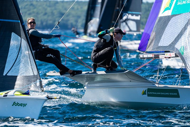 Olivia Price and Evie Haseldine - 49er, 49erFX and Nacra 17 World Championships photo copyright Beau Outteridge taken at  and featuring the 49er FX class