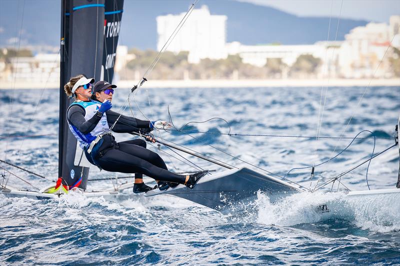 Jo Aleh and Molly Meech - Day 2 - Trofeo Princesa Sofia - Mallorca - April 4, 2023 photo copyright Sailing Energy taken at Real Club Náutico de Palma and featuring the 49er FX class