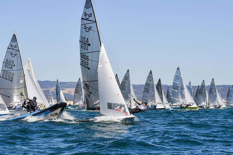 Day Two of the Sir James Hardy 505 Pre-Worlds photo copyright Christophe Favreau taken at Adelaide Sailing Club and featuring the 505 class