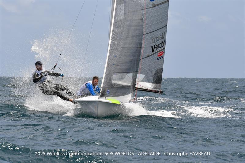 Peter Nicholas & Luke Payne on Wireless Communications International 505 World Championships Day 4 photo copyright Christophe Favreau taken at Adelaide Sailing Club and featuring the 505 class