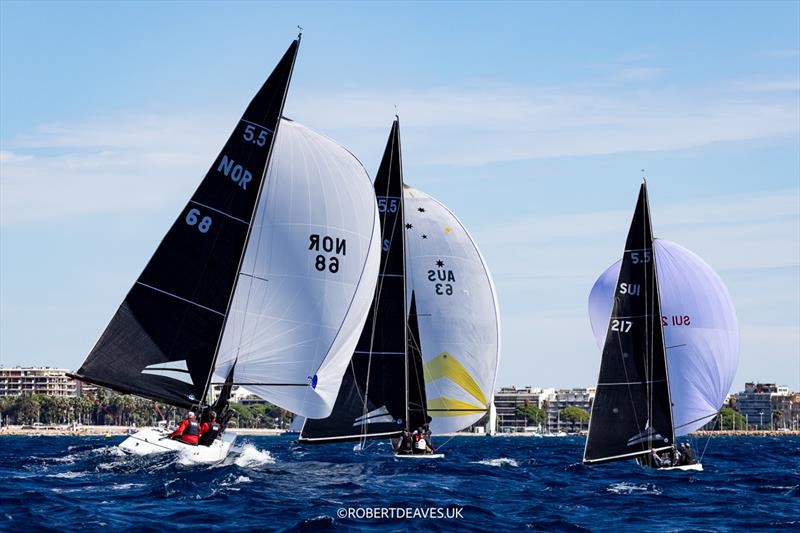 Close down wind - 5.5 Metre French Open at the Regates Royales in Cannes - photo © Robert Deaves