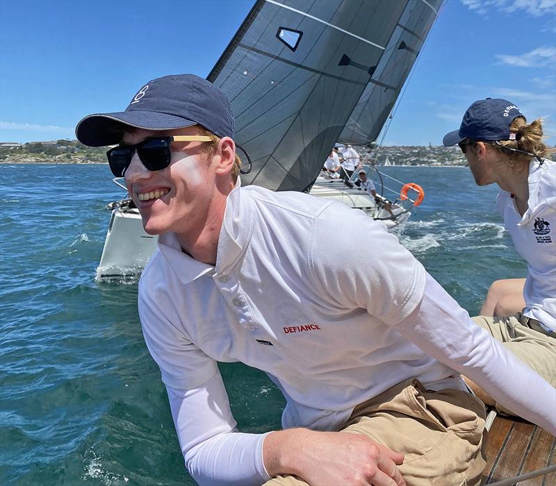 Jed Cruickshank and Aiden Mansley on the classic 8m, Defiance photo copyright Photo supplied taken at Royal Sydney Yacht Squadron and featuring the 8m class