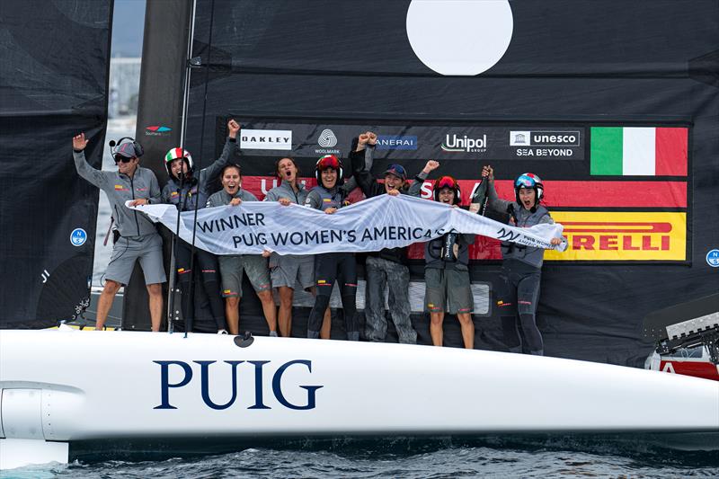 Luna Rossa Prada Pirelli Women's Team celebrating winning the Puig Women's America's Cup Final - October 12, 2024 - photo © Ian Roman / America's Cup