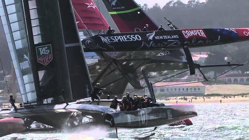 Emirates Team New Zealand has near capsize - September 14, 2013 - photo © Youtube