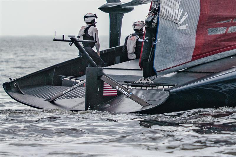 Mainsheet traveller systems - American Magic -  Patriot - AC75 - January 17, 2023 - Pensacola, Florida - photo © Paul Todd/America's Cup