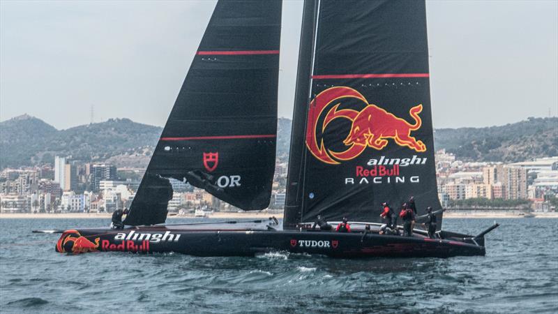 Alinghi Red Bull Racing after the nosedive - AC75  - Day 60 - May 5, 2023 - Barcelona photo copyright Alex Carabi / America's Cup taken at Société Nautique de Genève and featuring the AC75 class