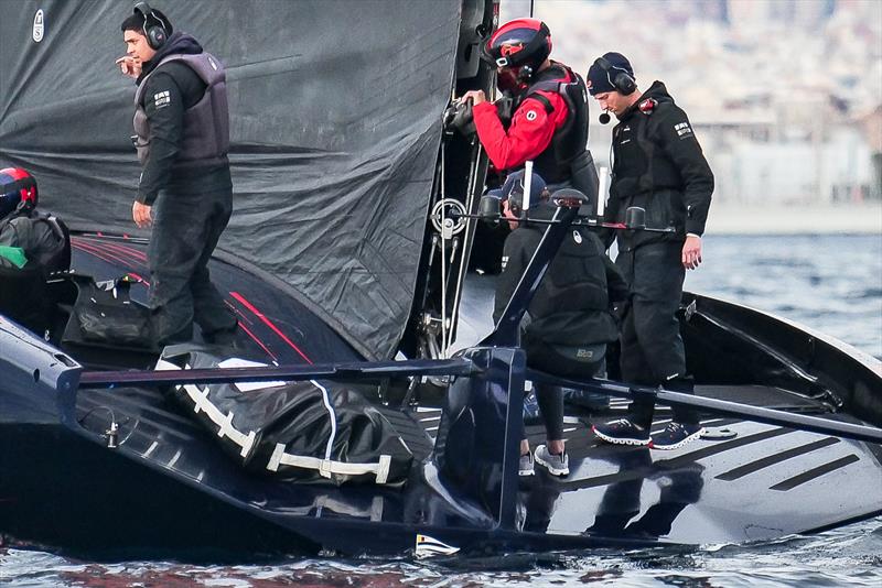 Mini-boom - Alinghi Red Bull Racing - AC75 - Day 106 - Barcelona - December 12, 2023 - photo © Alex Carabi / America's Cup