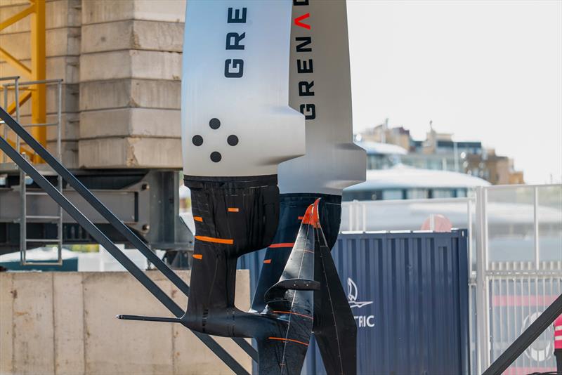 INEOS Britannia has wingfoil/foil arm fairings as well as pitots (tubes extending forward to measure velocity) - June 22, 2024 - photo © Paul Todd / America's Cup