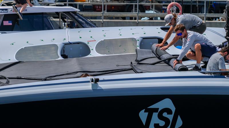 American Magic - Cockpit covers/fairings and tell tales to show aerodynamic flow - June 7, 2024 - Barcelona - photo © Ugo Fonolla / America's Cup