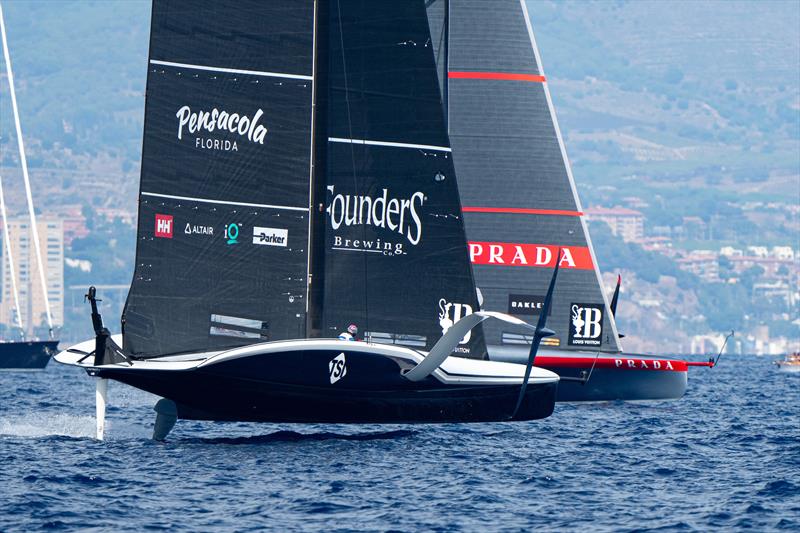 Luna Rossa Prada Pirelli vs. New York Yacht Club American Magic on Louis Vuitton Cup Round Robin 1 Day 3 photo copyright Ian Roman / America's Cup taken at  and featuring the AC75 class