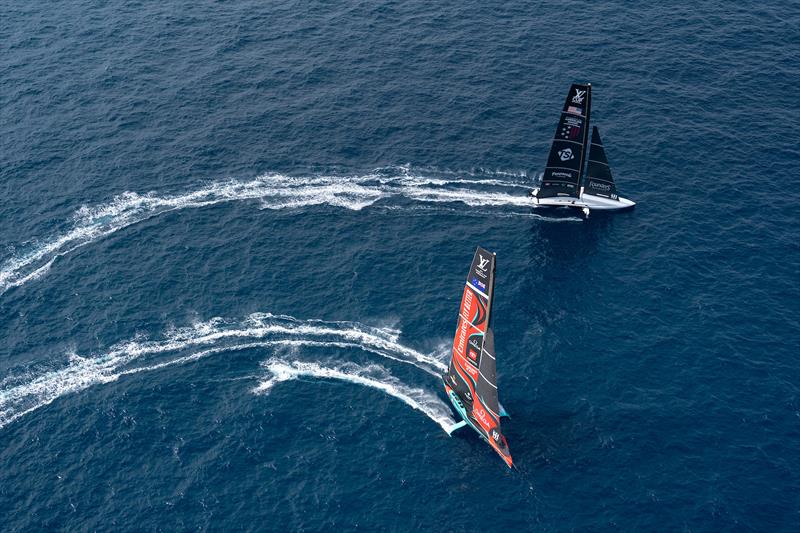 Emirates Team New Zealand vs. New York Yacht Club American Magic on Louis Vuitton Cup Round Robin 1 Day 4 - photo © Ian Roman / AmericasCup