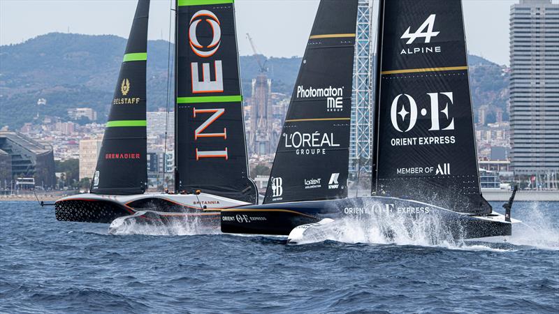 INEOS Britannia vs. Orient Express Racing Team on Louis Vuitton Cup Round Robin 1 Day 4 photo copyright Ricardo Pinto / America's Cup taken at  and featuring the AC75 class