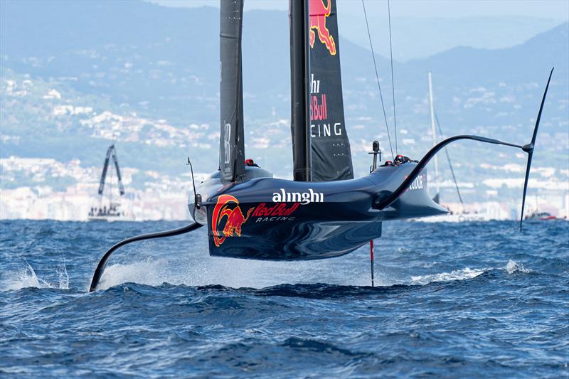 Alinghi Red Bull Racing vs. INEOS Britannia on Louis Vuitton Cup Semi-Finals Day 4 - 18th September 2024 photo copyright Ian Roman / America's Cup taken at  and featuring the AC75 class