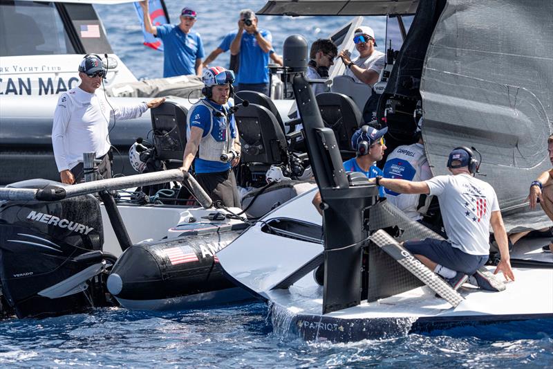 New York Yacht Club American Magic stern close-up photo copyright Ivo Rovira / America's Cup taken at  and featuring the AC75 class