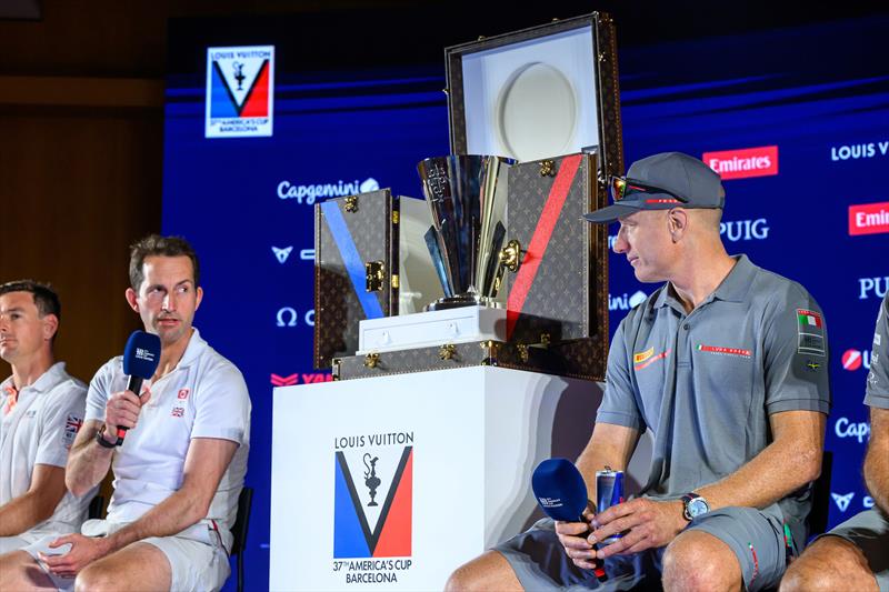 (From left) Dylan Fletcher, Ben Ainslie, Jimmy Spithill  -  Louis Vuitton Cup Final Media Conference - September 25, 2024 - photo © Ricardo Pinto / America's Cup