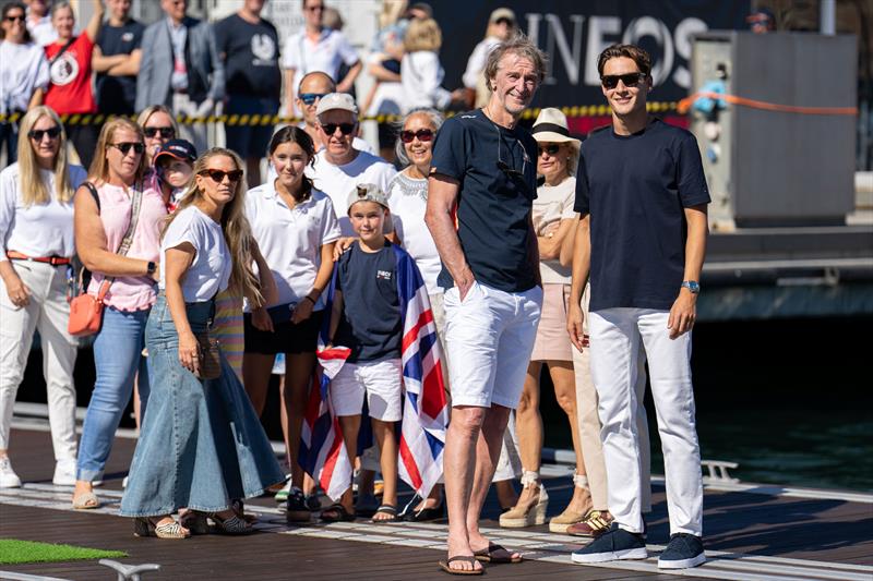 Sir Jim Ratcliffe and Formula 1 driver George Russell on Louis Vuitton Cup Final Race Day 3 - September 29, 2024 - photo © Ian Roman / America's Cup