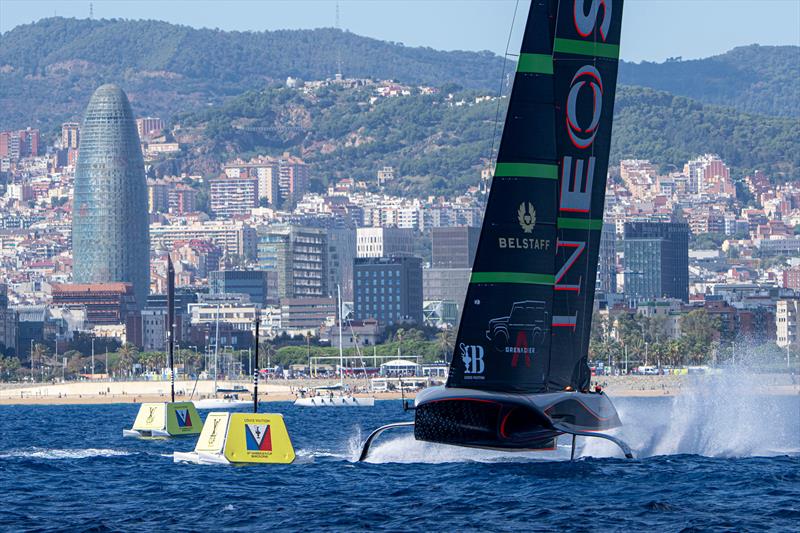 INEOS Britannia vs. Luna Rossa Prada Pirelli in Race 11 of the Louis Vuitton Cup Final  - Race Day 7 - October 4, 2024  photo copyright Ian Roman / America's Cup taken at  and featuring the AC75 class