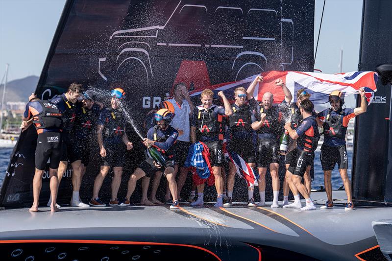 INEOS Britannia win the Louis Vuitton Cup photo copyright Ian Roman / America's Cup taken at  and featuring the AC75 class