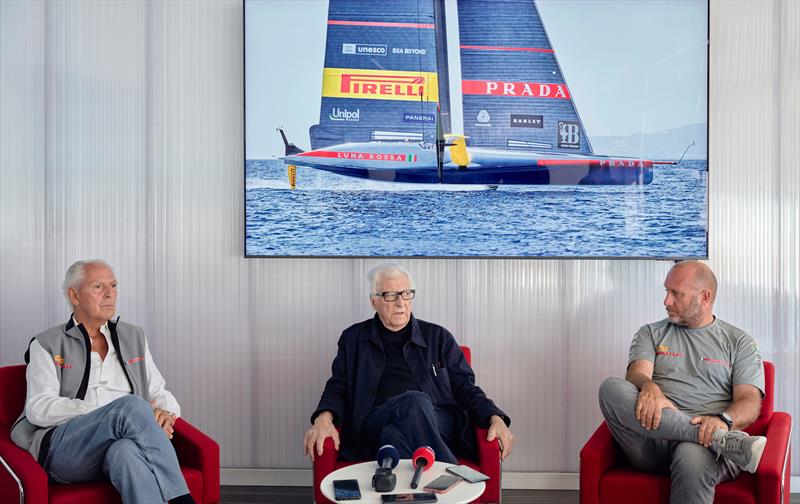 Patrizio Bertelli, Marco Tronchetti Provera, Max Sirena of Luna Rossa Prada Pirelli after the Louis Vuitton Cup Final - photo © Luca Butto