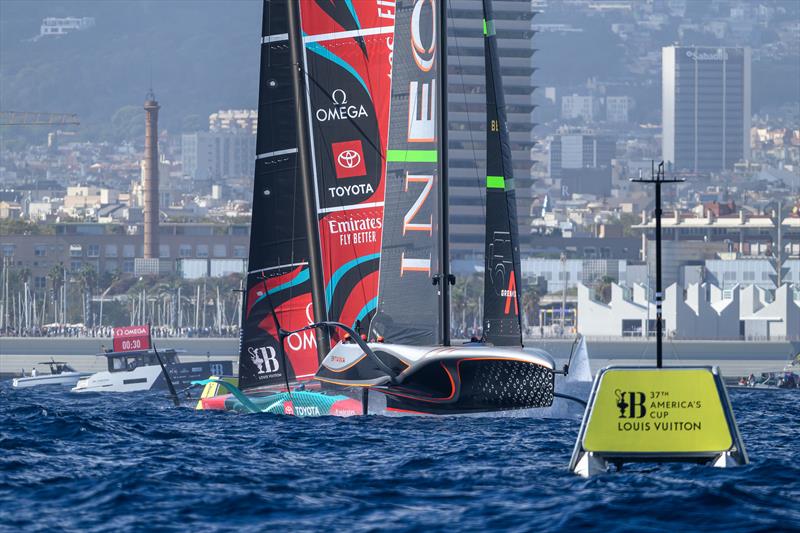 INEOS Britannia and Emirates Team NZ  Prestart Race 5 - Louis Vuitton 37th America's Cup, Race Day 4 - October 16, .2024 photo copyright Ricardo Pinto / America's Cup taken at Royal New Zealand Yacht Squadron and featuring the AC75 class