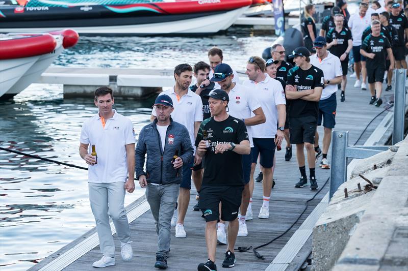 The two teams chat after the Louis Vuitton 37th America's Cup Barcelona - photo © Ricardo Pinto / America's Cup