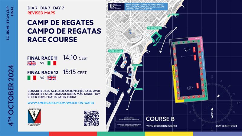 Course Location - Finals - Day 7 - Louis Vuitton Cup  - Day 21 - October 4, 2024 - Barcelona - photo © America's Cup Media