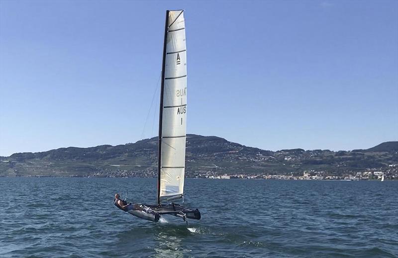 Sailing upwind withe eh A-Class catamaran referred to as proof of concept - photo © Nils Frei/Yves Detrey