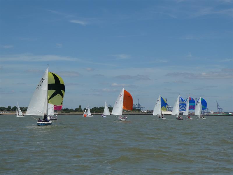 Ajax Nationals at Harwich: The fleet running to the leeward mark. All very close! photo copyright Hazel Mayhew taken at Royal Harwich Yacht Club and featuring the Ajax class