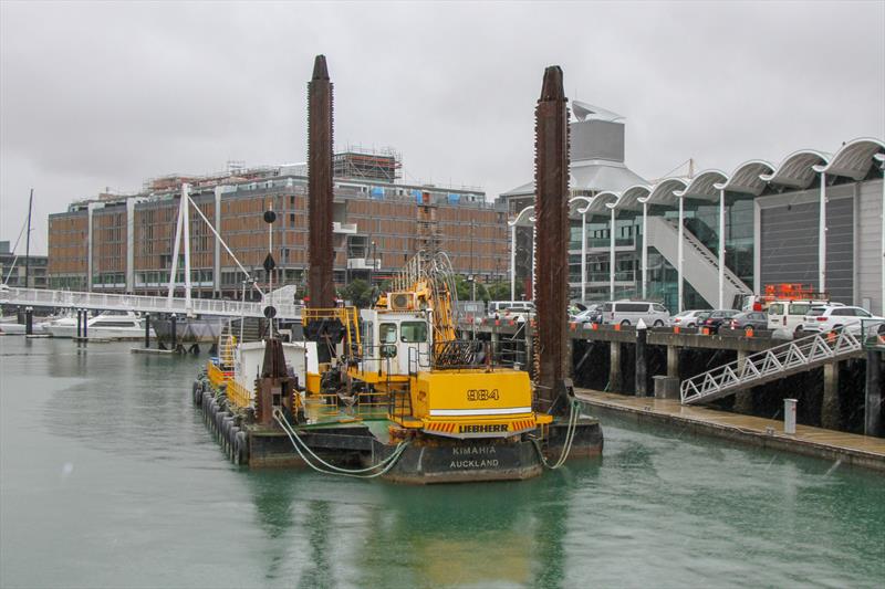 Pile driving outside Emirates Team NZ base - America's Cup Bases, Auckland, March 8, 2019 - photo © Richard Gladwell