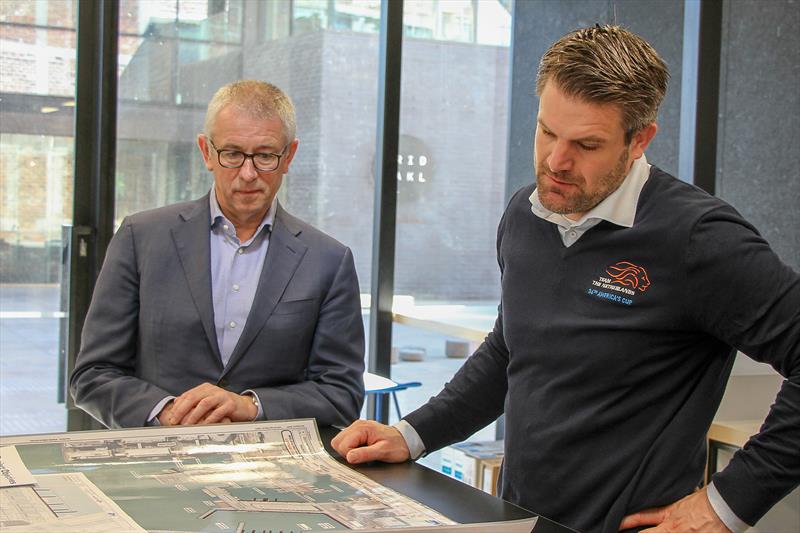 Eelco Blok (CEO) and Simeon Tienpont (Skipper) - America's Cup - DutchSail visit Auckland, February 15, 2019 photo copyright Richard Gladwell taken at  and featuring the ACC class