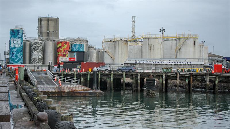 All bases in this image will be removed for phase 2 of the development on Wynyard Point - America's Cup base development - Wynyard Edge Alliance - Update March 28, 2019  - photo © Richard Gladwell