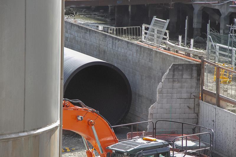 New storm water outfall pipe - Wynyard Wharf - America's Cup Construction - January 7, 2019 - photo © Richard Gladwell / Sail-World.com