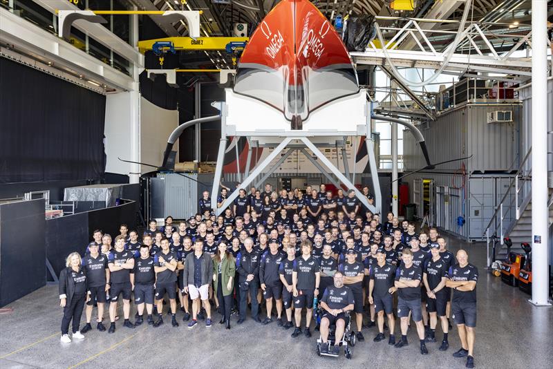 The NZ Prime Minister and her partner pose with 2021 America's Cup winners Emirates Team New Zealand photo copyright Carlo Borlenghi taken at Royal New Zealand Yacht Squadron and featuring the ACC class