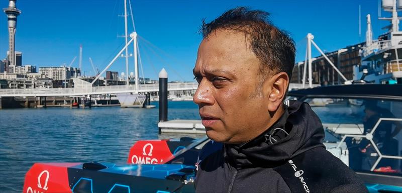Neeraj Lala Toyota NZ CEO with Chase Zero at the Emirates Team NZ base in Auckland, May 2022 photo copyright Richard Gladwell - Sail-World.com/nz taken at Royal New Zealand Yacht Squadron and featuring the ACC class