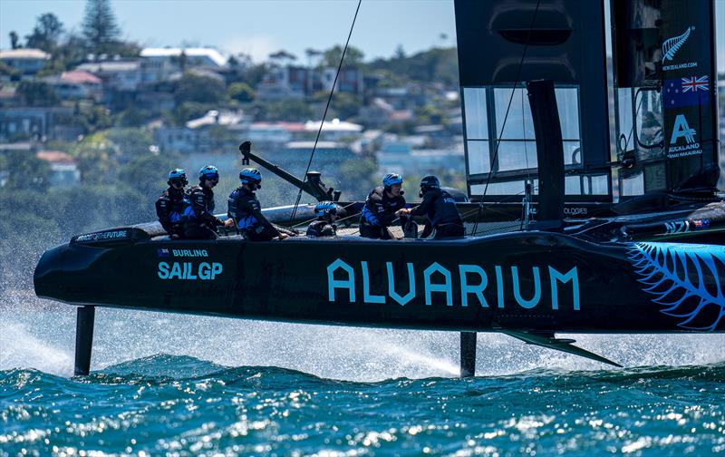 Starboard T-foil in the raised position -  Armstrong Foils has partnered with SailGP to be the Official Foil Tip Manufacturer of SailGP photo copyright Armstrong Foils taken at Royal New Zealand Yacht Squadron and featuring the  class