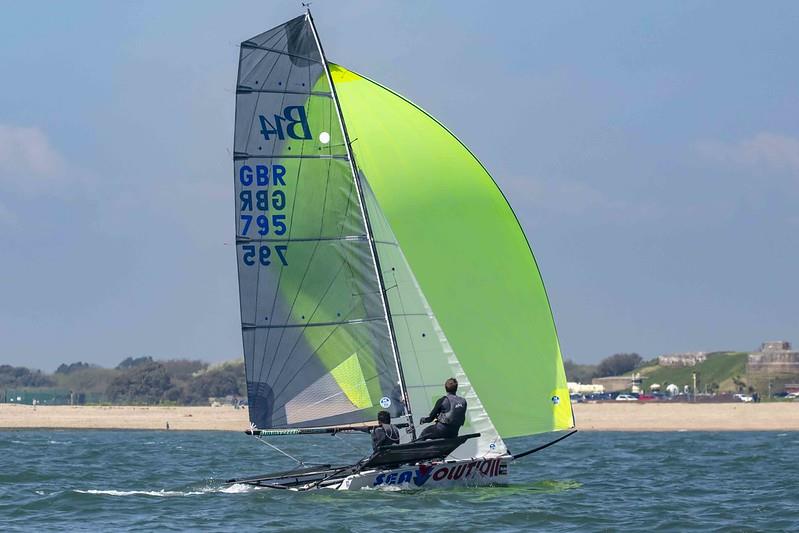 B14s at the Stokes Bay Skiff Open photo copyright Tim Olin / www.olinphoto.co.uk taken at Stokes Bay Sailing Club and featuring the B14 class