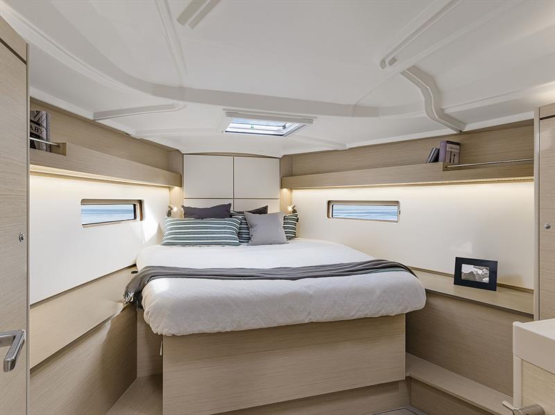 Master Stateroom of the Beneteau Oceanis 40.1 is huge - just like the bed photo copyright Nicolas Claris taken at Cruising Yacht Club of Australia and featuring the Beneteau class