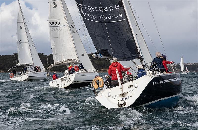 Currwong, Flying Circus and Big Blue all head back down the Harbour during Race Two photo copyright John Curnow taken at Cruising Yacht Club of Australia and featuring the Beneteau class